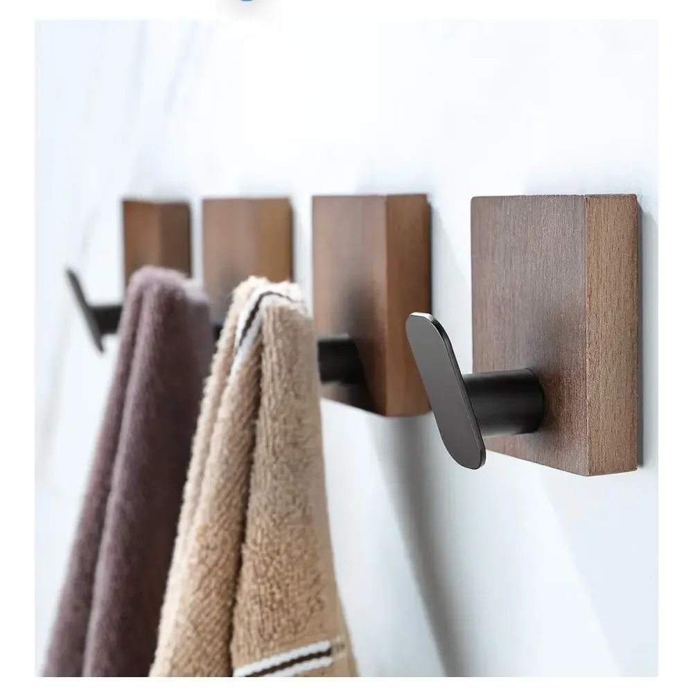 DELITON Adhesive Towel Hooks Wall Hooks Farmhouse 4 Pack Burned Brown (C45)